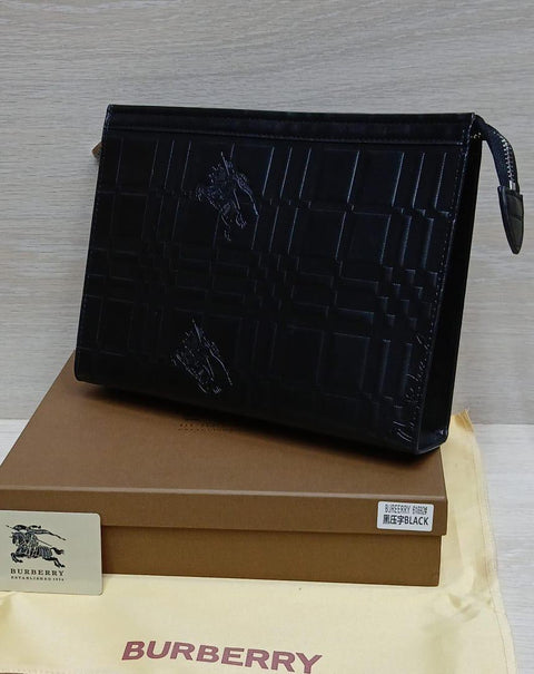 BURBERRY Embossed Leather Pouch