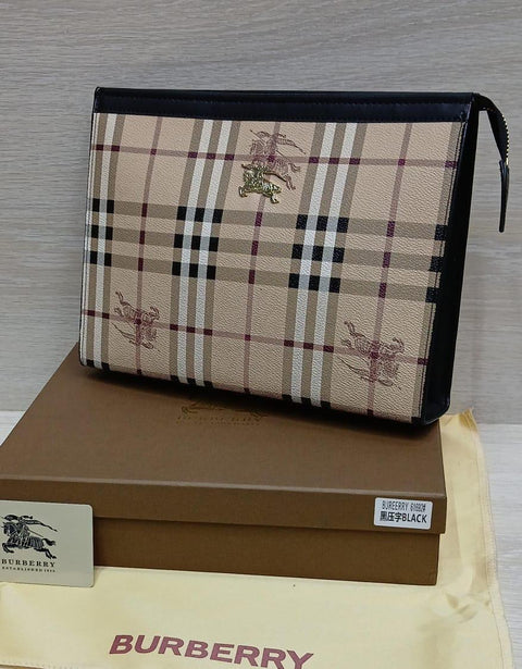 BURBERRY Embossed Leather Pouch